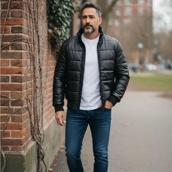 DKNY Men's Classic Black Puffer Jacket - Picture 2 of 10